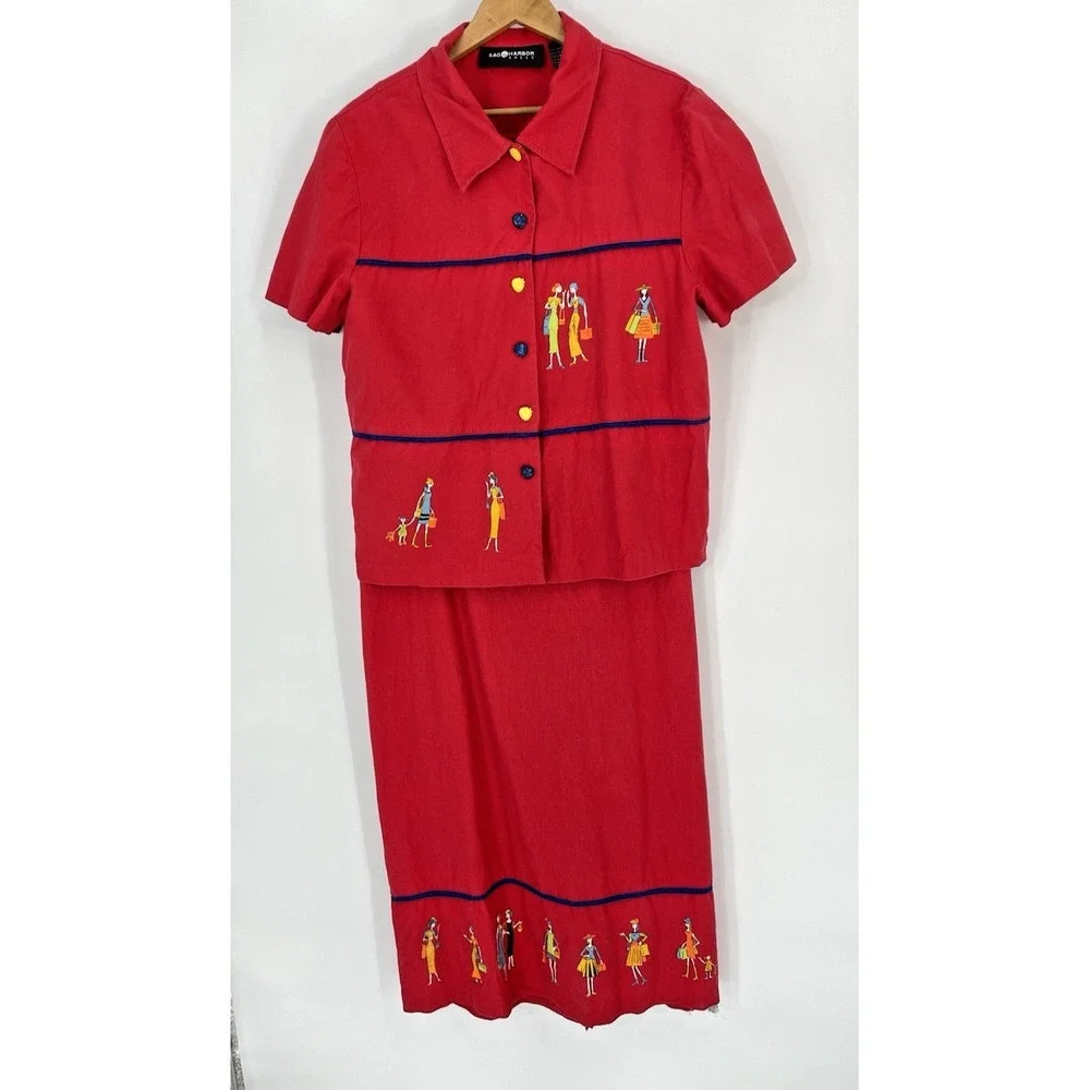 VTG Sag Harbor Dress Sz 18 Linen Blend Tank Dress Matching Short Sleeve Jacket